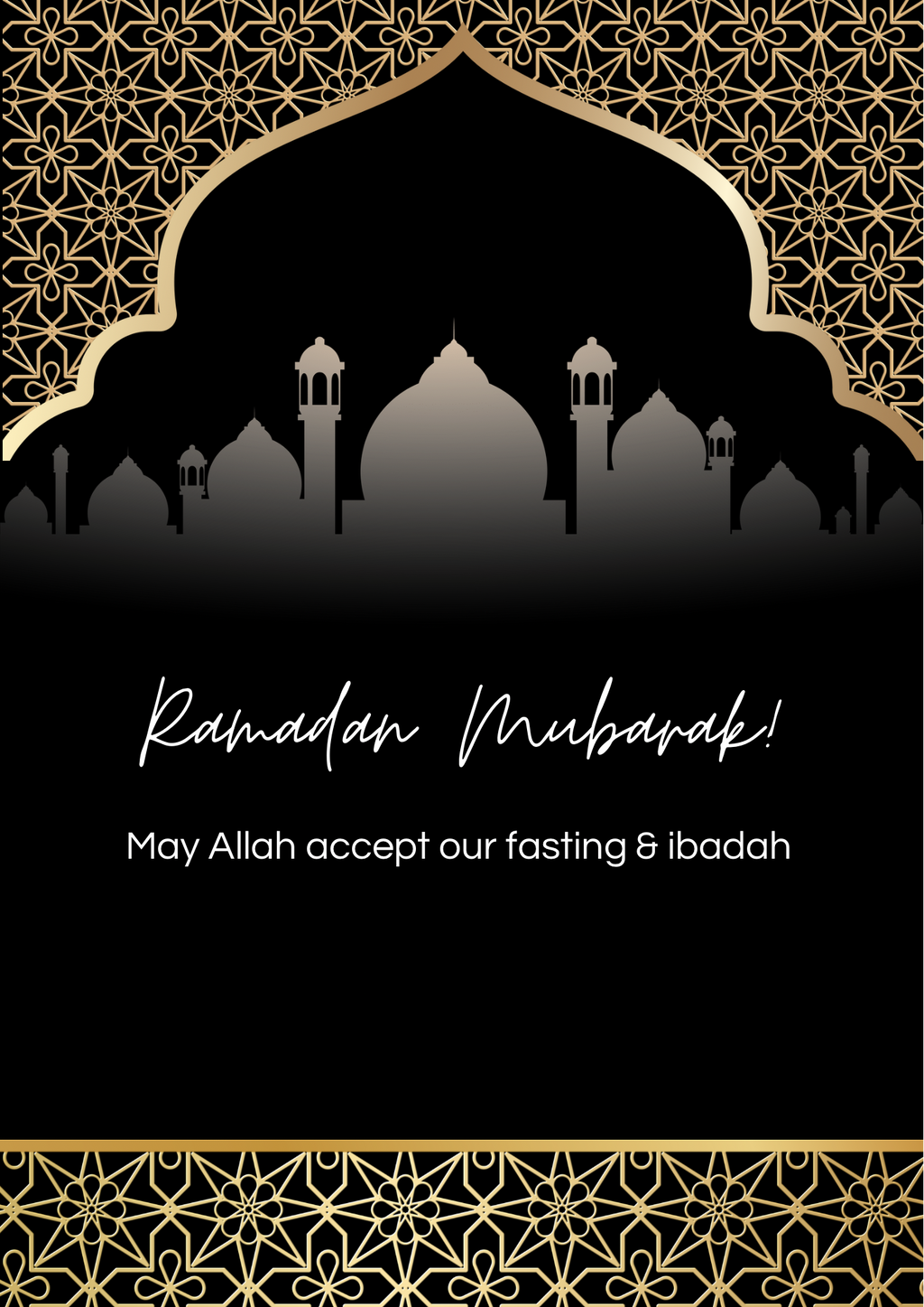 Ramadan Mubarak kaart | black & gold