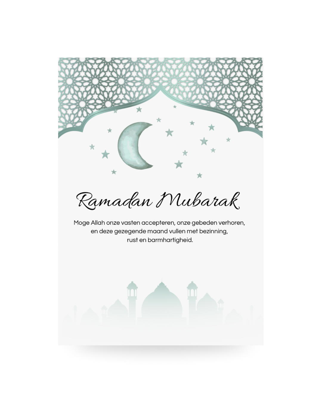 Ramadan Mubarak kaart | mint & white